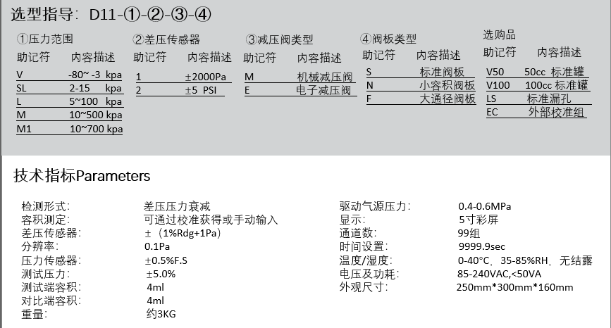D11氣密性測試儀參數(shù)選擇 D11氣密性測試儀參數(shù)選擇
